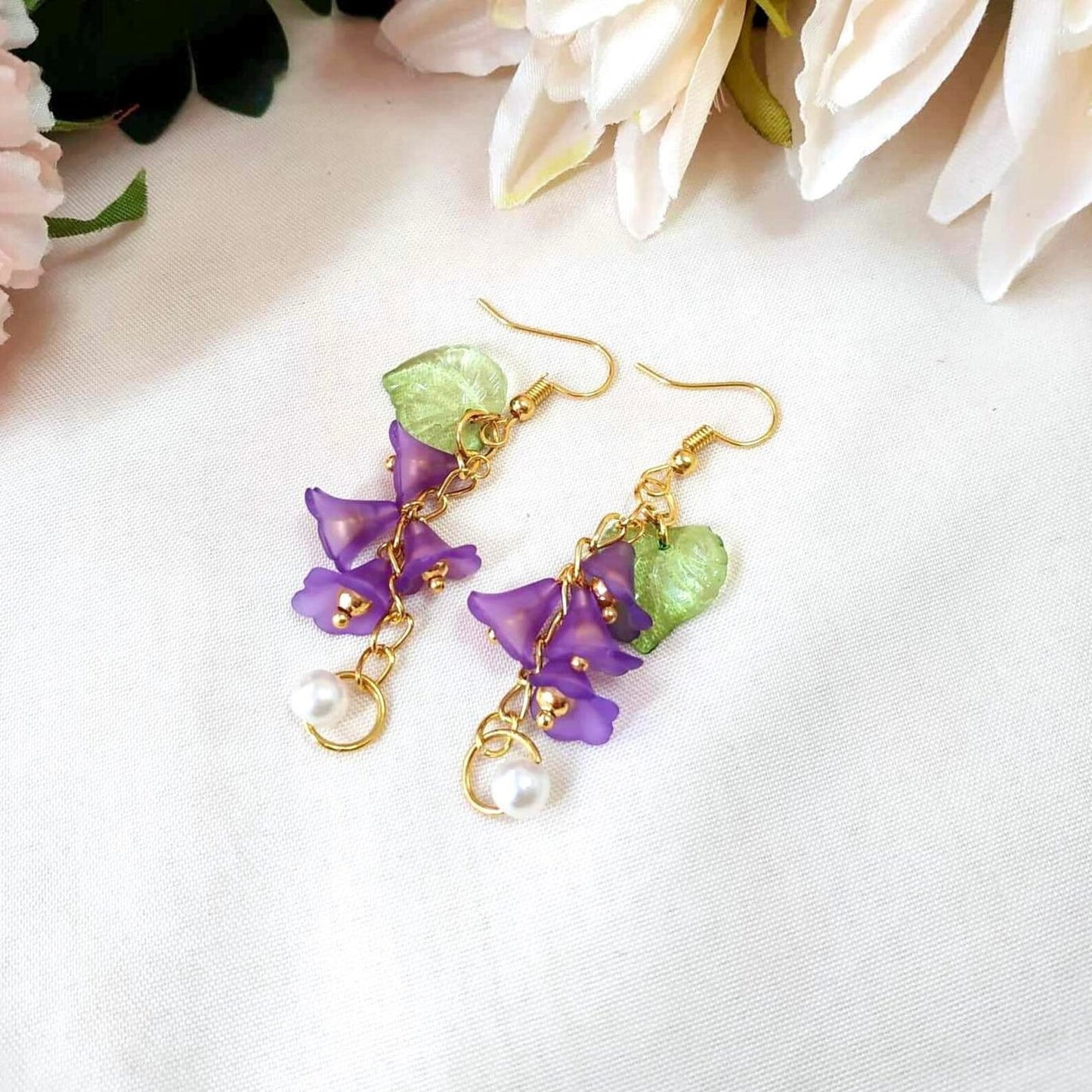Flower Bead & Pearl Earring